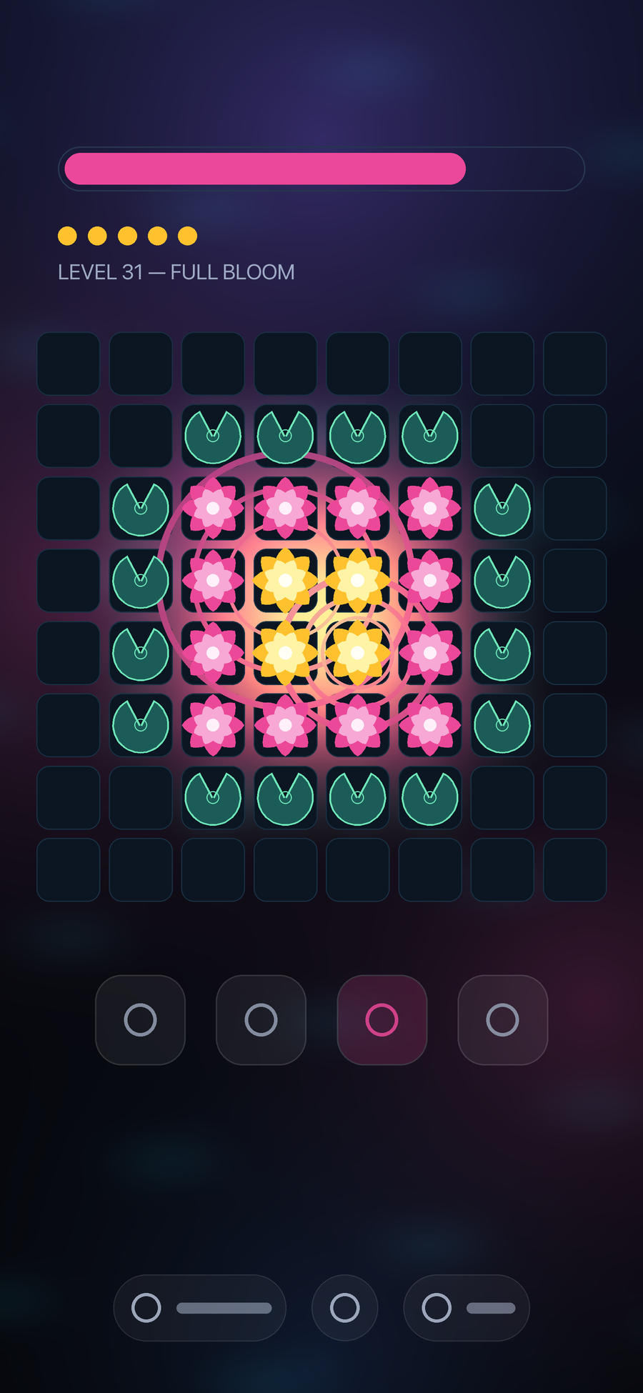 A player tapping open water to place a catalyst